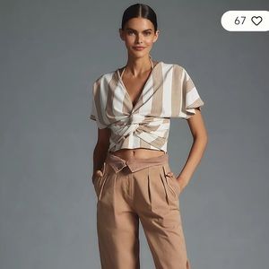 NWT Bishop + Young Anthropologie Twist Front Top Size SM Petite